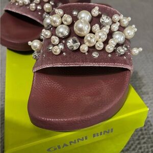 Gianni Bini Pearl Embellished Women's Slide Sandals - Pink